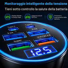 Carica l'immagine nel visualizzatore di Gallery, Caricatore Auto USB C, 4 USB + 2 Type-C con Display Digitale Voltmetro LED