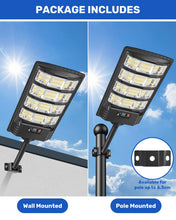 Carica l'immagine nel visualizzatore di Gallery, Lampione Solare Led Esterno, 6000K Bianca e 3000K Calda Faro Stradale Esterno Impermeabile con Pannello Solare e Sensore
