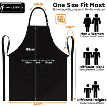 Carica l'immagine nel visualizzatore di Gallery, LEFUNDA® Grembiule da Cucina, Grembiule impermeabile con 3 Tasche, Grembiule da Barbecue, Regolabile con Nastri Lunghi, 