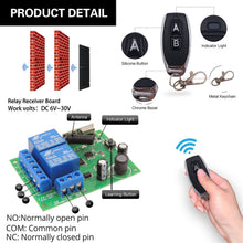Carica l'immagine nel visualizzatore di Gallery, DieseRC Interruttore di controllo remoto sicuro, wireless, da 12 V, 24 V, 30 V CC, 433 MHz RF e 10 A, con ricevitore rel