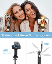Carica l'immagine nel visualizzatore di Gallery, 110cm Bastone Selfie Treppiede con 2 Luci di Riempimento, Treppiede per Smartphone Portatile Estensibile con Telecomando