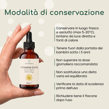Carica l'immagine nel visualizzatore di Gallery, Vitamina D3 K2 Gocce 2000 UI D3 + 50 µg K2 - 50 ml, Alto Dosaggio