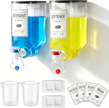 Carica l'immagine nel visualizzatore di Gallery, Confezione da 2 dispenser di sapone per bucato, dispenser per detersivo da parete, dispenser per ammorbidente per tessuti, dispenser per liquidi con beccuccio, per l'organizzazione e la conservazione