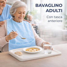 Carica l'immagine nel visualizzatore di Gallery, Bavaglini monouso impermeabili - Bavaglio monouso per adulti | 2 Veli Carta 18 gsm + PE 10 gsm | Bavaglini Alta Assorben