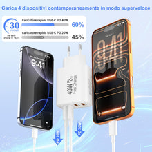 Carica l'immagine nel visualizzatore di Gallery, Caricatore USB C 2 Pack,40W 4-Porte Multiplo USB C &amp;USB A Rapido PD &amp; QC3.0