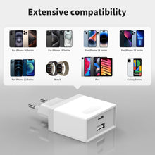 Carica l'immagine nel visualizzatore di Gallery, 2Pcs Caricatore USB C, Presa 20W Replacement for iPhone 16 15 14 13 12 11 Pro Max SE XS XR 8 7 6S Plus Mini SE,Galaxy, A