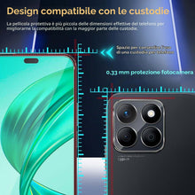 Carica l'immagine nel visualizzatore di Gallery, Locofun Pellicola Vetro Temperato per Honor X8B e Protezione Lente Fotocamera, Durezza 9H Schermo Protettiva Film [2+2 P