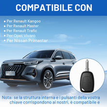 Carica l'immagine nel visualizzatore di Gallery, 2 custodie chiave 2 pulsanti compatibili per Renault Kangoo Master Traffico Opel Vauxhall Vivaro Nissan Primastar – con 