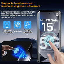Carica l'immagine nel visualizzatore di Gallery, Pellicola Vetro Temperato per Xiaomi Redmi Note 15 5G, 2 Pezzi Pellicola Protettiva e 2 Pezzi Pellicola Fotocamera, Dure