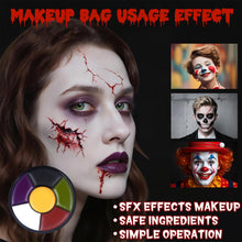 Carica l'immagine nel visualizzatore di Gallery, Trucchi Halloween Kit Make Up con Sangue Finto Lavabile e Cera Cicatrici