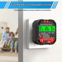 Carica l'immagine nel visualizzatore di Gallery, Tester di presa con test RCD e schermo LCD di tensione Fi, indicatore di tensione di dispersione e corrente, 6 tipi di d