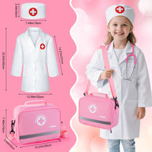Carica l'immagine nel visualizzatore di Gallery, Sundaymot Valigetta Dottore Bambini, 35 Pezzi Kit Medico per Bambine con Vero Stetoscopio, Termometro, Camice da Medico 