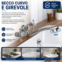 Carica l'immagine nel visualizzatore di Gallery, Topolenashop Canna di Ricambio Cromata 25CM per Rubinetto a Muro Becco Girevole Universale per Miscelatore Cucina o Vasc