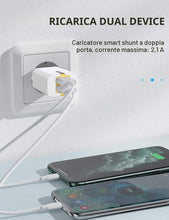 Carica l'immagine nel visualizzatore di Gallery, SCHITEC Caricatore da muro USB, 2 porte di alimentazione 5V/2.1A. Adattatore portatile per iPhone 11, X, 8, 7, per Samsu