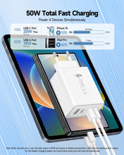 Carica l'immagine nel visualizzatore di Gallery, 50W 4-Port Caricatore USB C Caricabatterie Rapido Adattatore Presa Spina