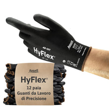Carica l'immagine nel visualizzatore di Gallery, Ansell HyFlex 48-101 Guanti da Lavoro Sottili, Fodera Elastica con Rivestimento in Poliuretano, Protezione Professionale