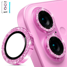 Carica l'immagine nel visualizzatore di Gallery, imluckies Glitter Pellicola Fotocamera per iPhone 16 - iPhone 16 Plus, AR+AF Vetro Temperato &amp; 9H Antigraffio Metallo Pr