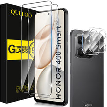 Carica l'immagine nel visualizzatore di Gallery, QULLOO Vetro Temperato per Honor 400 smart 5G, 2 Pezzi Pellicola Vetro Protettiva e 2 Pezzi Pellicola Fotocamera, Durezz