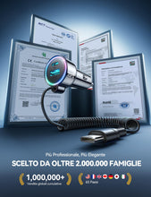 Carica l'immagine nel visualizzatore di Gallery, 2026 90W 3 Porte Caricabatterie Auto USB C, PD3.0 &amp; QC3.0 Veloce Caricatore auto con 1.5M [Mantieni l'ordine] Cavo a Spi