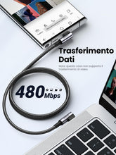 Carica l'immagine nel visualizzatore di Gallery, UGREEN Cavo USB C 90 Gradi 100W 20V/5A PD Ricarica Rapida (0,5M)