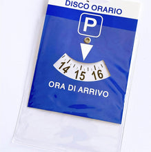 Carica l'immagine nel visualizzatore di Gallery, One Shop Disco orario Europeo con Busta Protettiva in PVC per parcheggio Maxi Auto Camion Camper Bicolore Fronte Blu Ret
