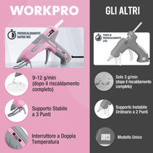 Carica l'immagine nel visualizzatore di Gallery, WORKPRO Pistola per Colla a Caldo con 10 Stick, Riscaldamento Rapido 90s, Due Modalità di Temperatura, Incollaggio 9-12 