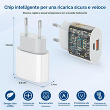 Carica l'immagine nel visualizzatore di Gallery, Caricatore per iPhone Certificato Apple MFi, 20W 2-Porto USB A &amp; USB C Rapido Caricabatterie per iPhone 14/14 Pro/14 Pro