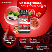 Carica l'immagine nel visualizzatore di Gallery, Riso Rosso Fermentato Colesterolo Vitastrong, 2,9 mg di Monacolina K, Integratori Colesterolo con CoQ10, Caigua, γ-Oryza