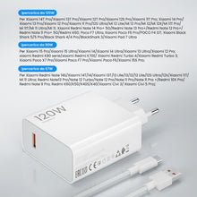 Carica l'immagine nel visualizzatore di Gallery, Caricabatterie 120W per Xiaomi 14T Pro 13T / 12T Pro con 1.5 m Cavo USB C