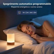 Carica l'immagine nel visualizzatore di Gallery, VKH Lampada da comodino LED RGB touch dimmerabile con telecomando, luce notturna USB ricaricabile senza fili, lampada da