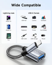 Carica l'immagine nel visualizzatore di Gallery, RAVIAD Adattatore Lightning a USB [Certificato MFi], Lightning a USB Adattatori Cavo OTG iOS per iPhone/i-Pad, Cavo USB3