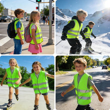 Carica l'immagine nel visualizzatore di Gallery, 2 Pezzi Giubbotto di Sicurezza per Bambini, Gilet Alta visibilità Bambini, Giubbotto Catarifrangente Bambino per Corsa, 