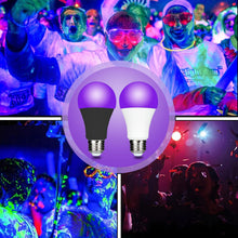 Carica l'immagine nel visualizzatore di Gallery, Lampadina nera UV da 10 W, luce viola, E27 Black Night Light Bulb 395 nm Black Light Light for Body Paint, Children's Bi