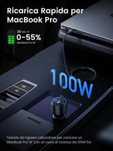 Carica l'immagine nel visualizzatore di Gallery, UGREEN 130W Caricatore Auto USB C 3 Porte Accendisigari USB C 100W