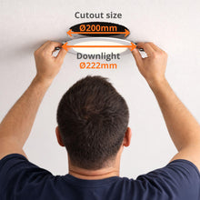 Carica l'immagine nel visualizzatore di Gallery, JANDEI – Confezione da 6 faretti LED da incasso rotondi, 18W, 1500 lumen, extrapiatti 13 mm, foro di montaggio Ø200-205 