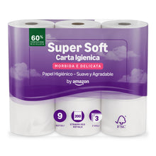 Carica l'immagine nel visualizzatore di Gallery, by Amazon, Carta Igienica Super Morbida a 3 Veli, 9 Rotoli (1 Confezione da 9), 200 Strappi per Rotolo, Certificata FSC
