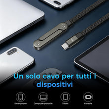 Carica l'immagine nel visualizzatore di Gallery, Caricatore Telefono Laterale, Ricarica Rapida 240W, Caricatore Invisibile 2-in-1 Usb C, Cavo Lungo 1,5m/4,9ft Con Suppor