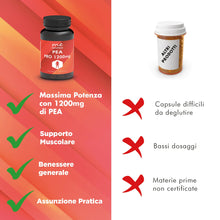 Carica l'immagine nel visualizzatore di Gallery, PEA PRO 1200mg – PEA Micronizzata ad Alto Dosaggio – 1200mg per Dose – 180 capsule - Supporto Benessere Muscolare, Siste