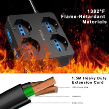 Carica l'immagine nel visualizzatore di Gallery, POWSAF Presa Multipla 8 Prese Quadrata, Ciabatta Elettrica con 4 USB e Interruttore - Multipresa Compatta per Casa/Uffic