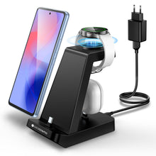 Carica l'immagine nel visualizzatore di Gallery, seacosmo Stazione di Ricarica per Samsung 3 in 1, Caricatore per A17/A16/A15/A55/A25/A54, Caricabatterie per Galaxy Watc