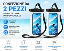 Carica l'immagine nel visualizzatore di Gallery, x2 Custodia Impermeabile Smartphone [Design 3D unico pezzo ] IPX8 Borsa Impermeabile Cellulare snorkeling,sub,immersioni