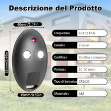 Carica l'immagine nel visualizzatore di Gallery, 2 PCS Telecomando Cancello, Compatibile con BFT MITTO2, 433,92MHz 2 Canali, Telecomando Porta Garage per MITTO2- Mitto2 