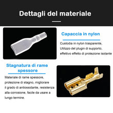 Carica l'immagine nel visualizzatore di Gallery, Capicorda Terminali da Crimpare in Rame 125 Pezzi — Connettori Elettrici Piatti Isolati (Femmina) da 6,3 mm, adatti per 