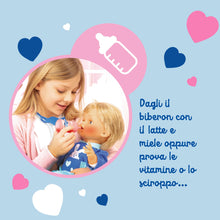 Carica l'immagine nel visualizzatore di Gallery, Cicciobello Bua, Bambola Interattiva con Accessori, Giochi Bambini 2 anni, Cicciobello con Accessori per la Cura Come Termometro e Stetoscopio, Usa il Ciuccio per Farlo Smettere di Piangere!