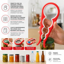 Carica l'immagine nel visualizzatore di Gallery, IPEA Apribarattoli Multifunzione per Aprire Barattoli, Lattine e Tappi a Vite - Apriscatole Multiuso in Plastica da Cuci