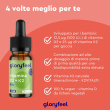 Carica l'immagine nel visualizzatore di Gallery, Vitamina D3 Bambini, D3 K2 Gocce, Eletto PRODOTTO DELL'ANNO 2025, Integratore Vitamina D3 500 U.I. vegetale da Licheni +
