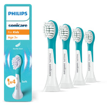Carica l'immagine nel visualizzatore di Gallery, PHILIPS Sonicare for Kids, testine di ricambio originali per i bambini dai 3 anni in su, confezione da 4, HX6034/90, Nuo