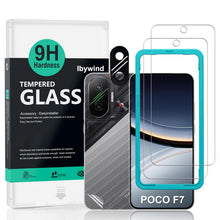 Carica l'immagine nel visualizzatore di Gallery, Ibywind Vetro Temperato per Xiaomi Poco F7 5G,2 Pezzi Durezza 9H PellicolaProtettiva con Protezione Fotocamera,Facile da