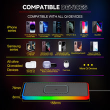 Carica l'immagine nel visualizzatore di Gallery, Tappetino di Ricarica Wireless Auto RGB, 15W Caricabatterie Wireless