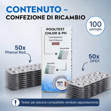Carica l'immagine nel visualizzatore di Gallery, Pastiglie di ricambio per tester piscina 100 pezzi | 50x DPD1 cloro libero/bromo + 50x Phenol Red pH | Pastiglie Rapid p